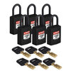 SafeKey Padlocks - Compact, Black, KD - Keyed Differently, Plastic, 25.40 mm, 6 Piece / Box